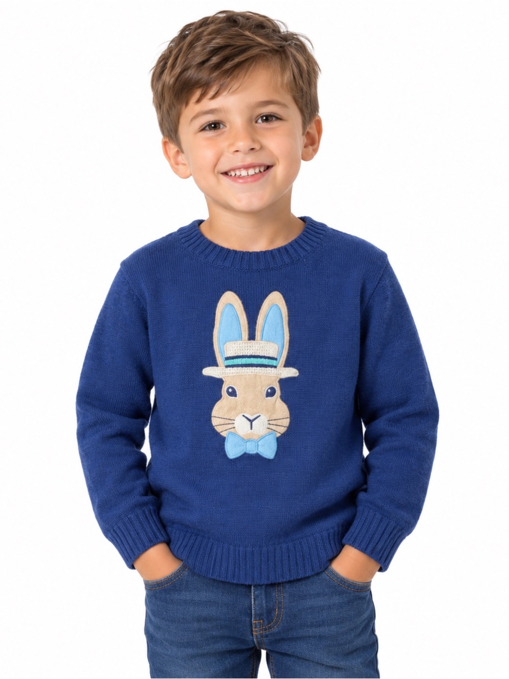Gymboree Sweater Size Blue 5T ~ Boys Embroidered Bunny